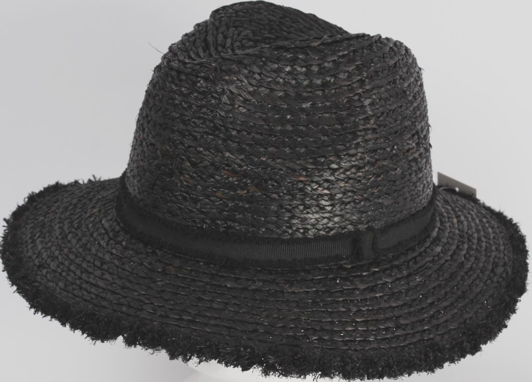 HEAD START Raffia trilby with black band and frayed brim edge Style: HS/1421/BLK image 0